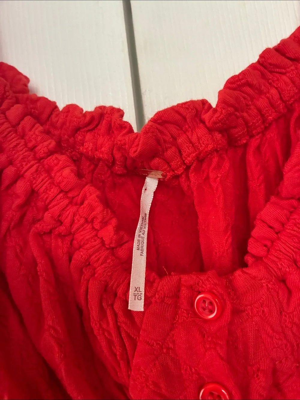 New Free People Ladybug blouse Smocked Crop flambé Top Shirt